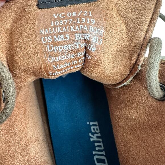 Olukai Nalukai Kapa Boots Mens Size 8.5 Brown Waxed Canvas Lace Up Ankle Chukka - Picture 9 of 9